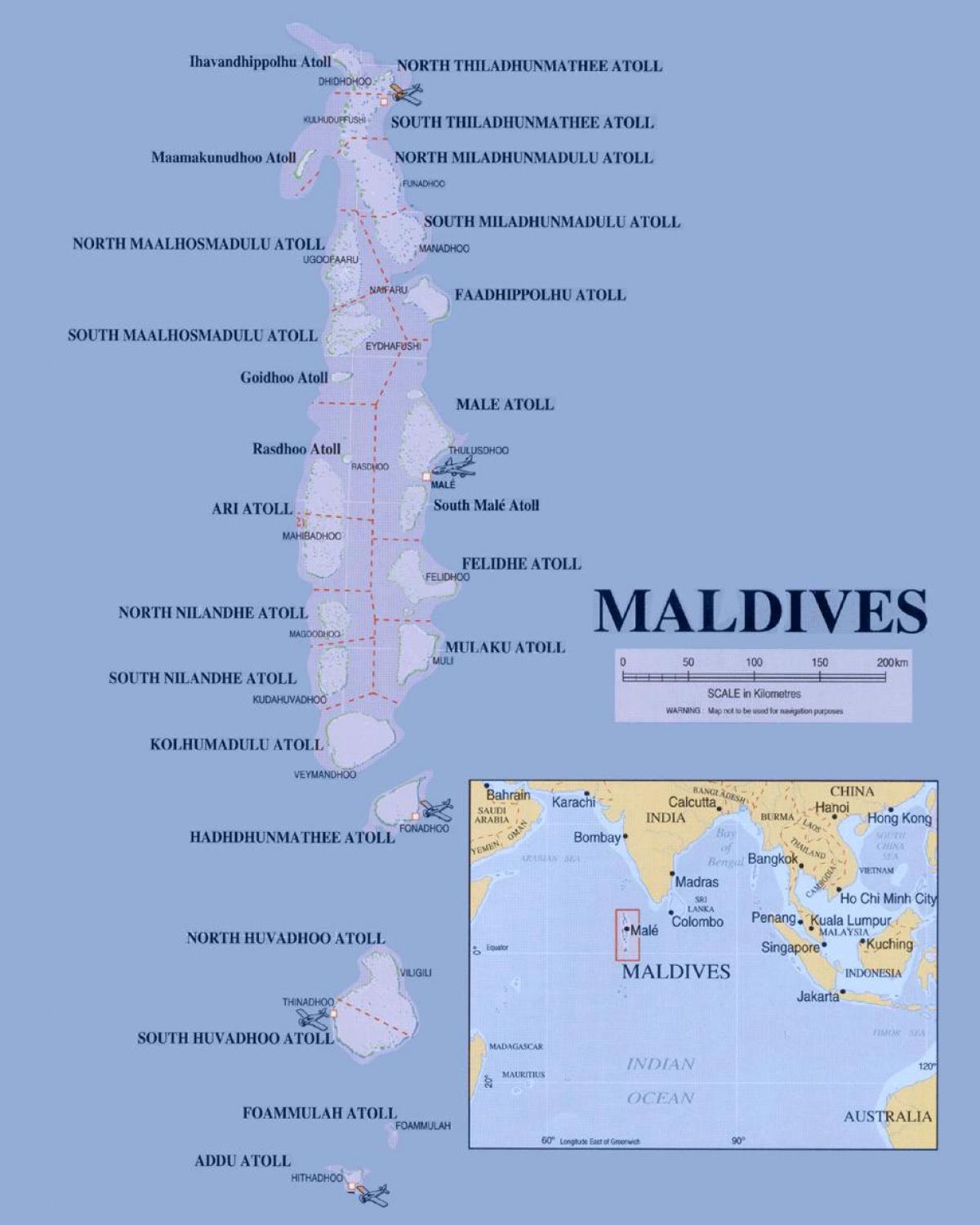 mapa das maldivas político