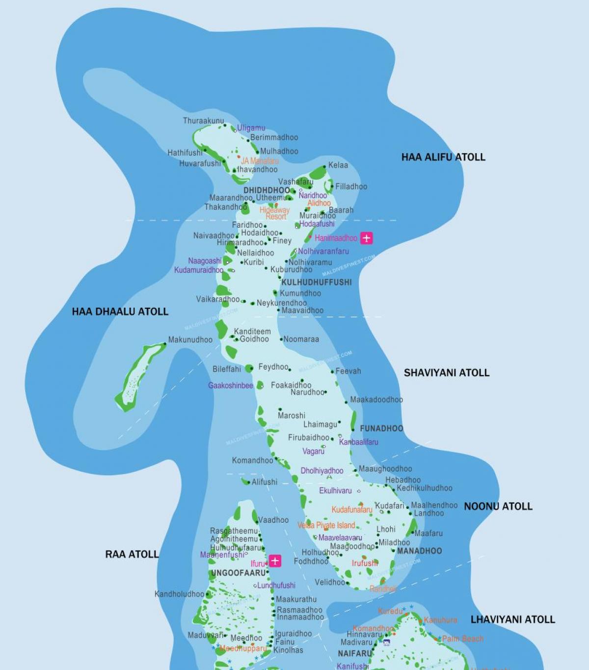 maldivas resorts mapa de localização