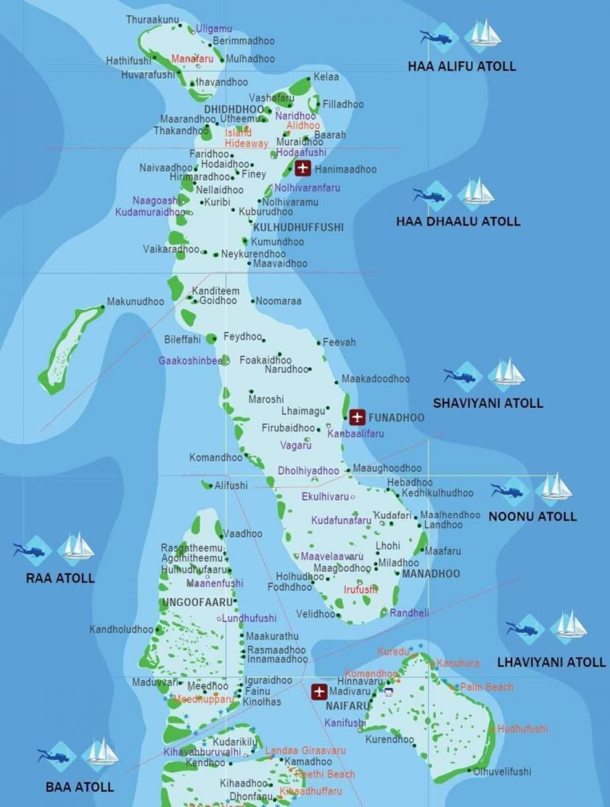 mapa completo das maldivas