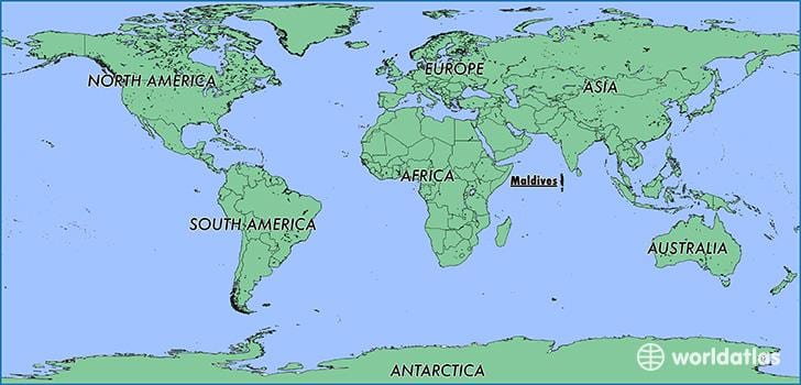 mapa de maldivas e países vizinhos