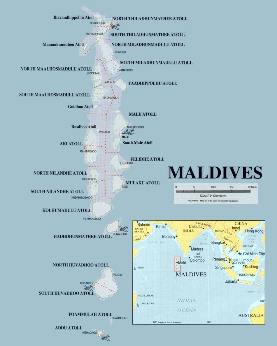 mapa das maldivas física
