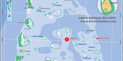 Mapa de ari atoll, maldivas