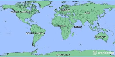 Mapa de maldivas e países vizinhos