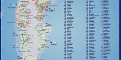 Mapa de ilhas maldivas resorts