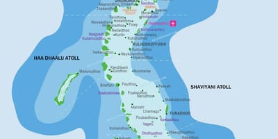 Mapa de maldivas e países vizinhos
